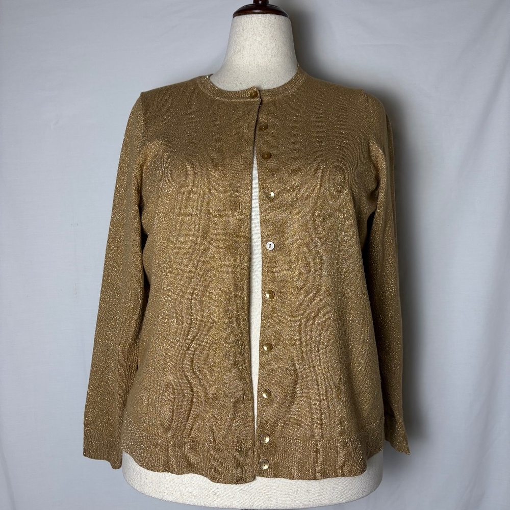 Charter Club Woman Long Sleeve Gold Cardigan Sweater Plus Size 1X